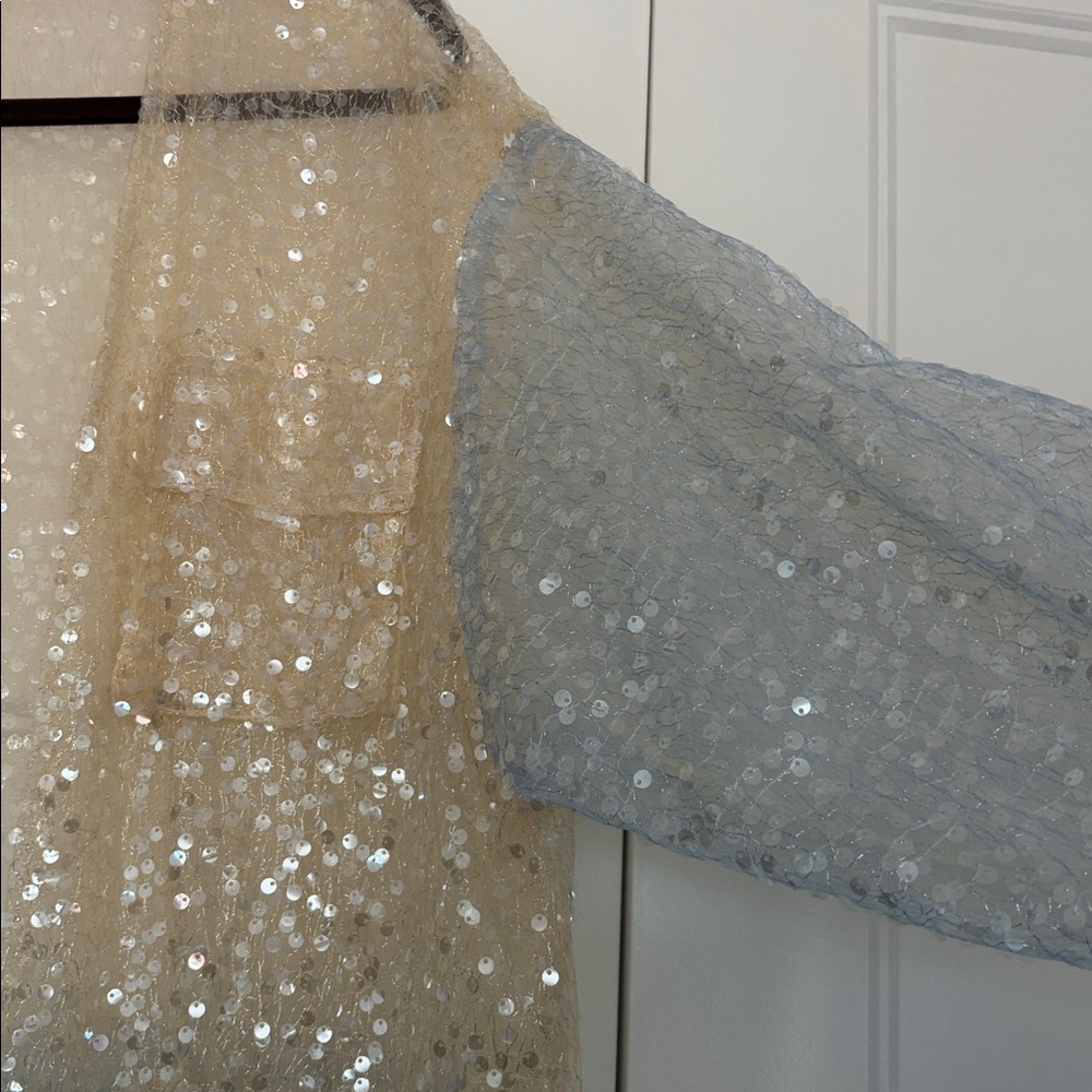 Anthropologie Cream Sequin Cardigan - Picture 6 of 9
